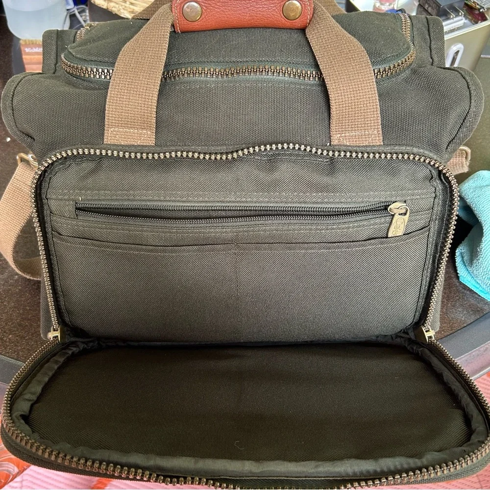 Vintage Dakota Dark Green Canvas & Brown Leather Messenger Bag